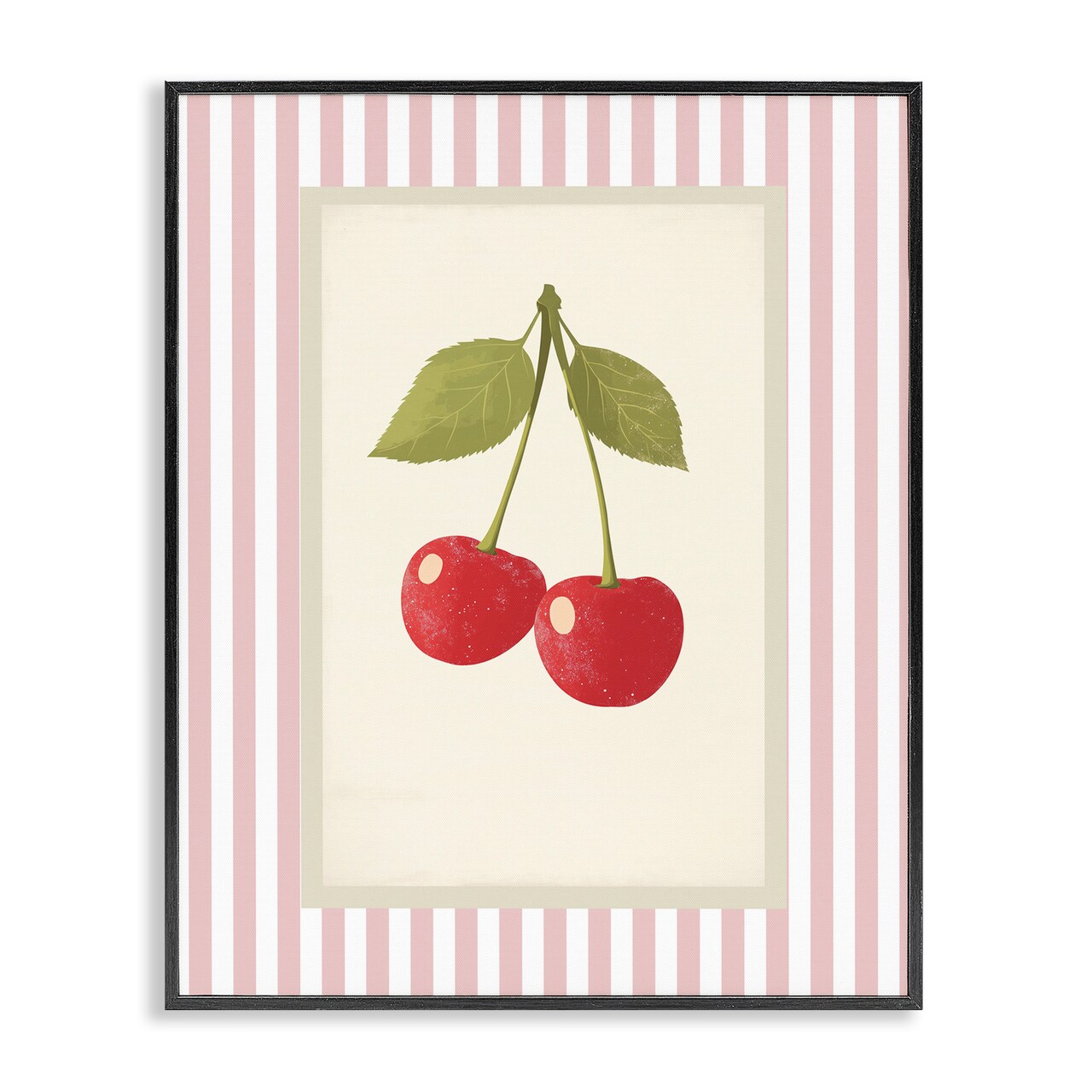 Stupell Industries Delicate Cherries on Stripes Framed Giclee, design by Christine Simpson Art